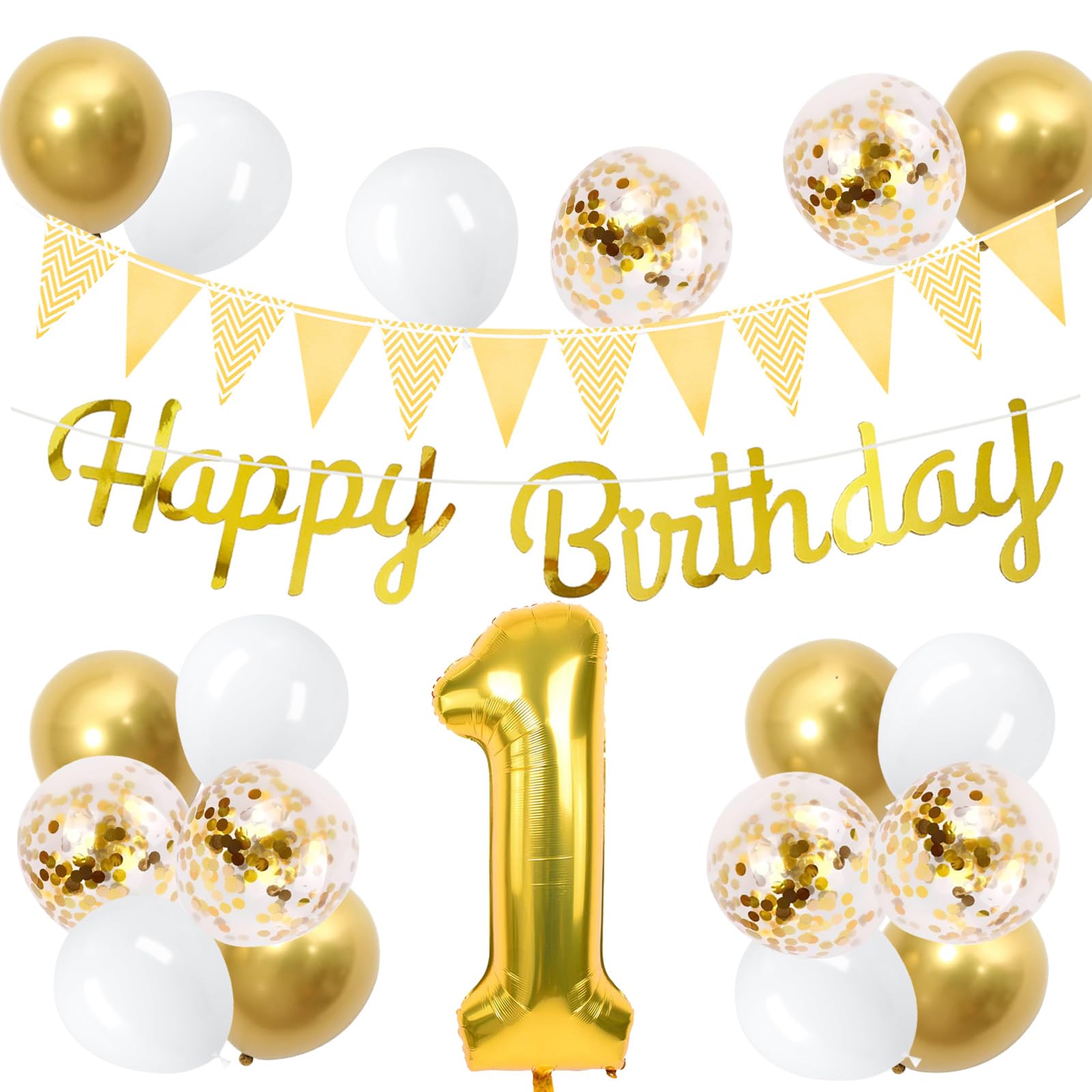 Amazon | 1歳 誕生日 バルーン 風船 セット 大きい 40inch ゴールド